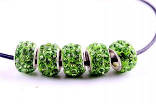 groene murano bedel met rijnsteentjes Pandora-style